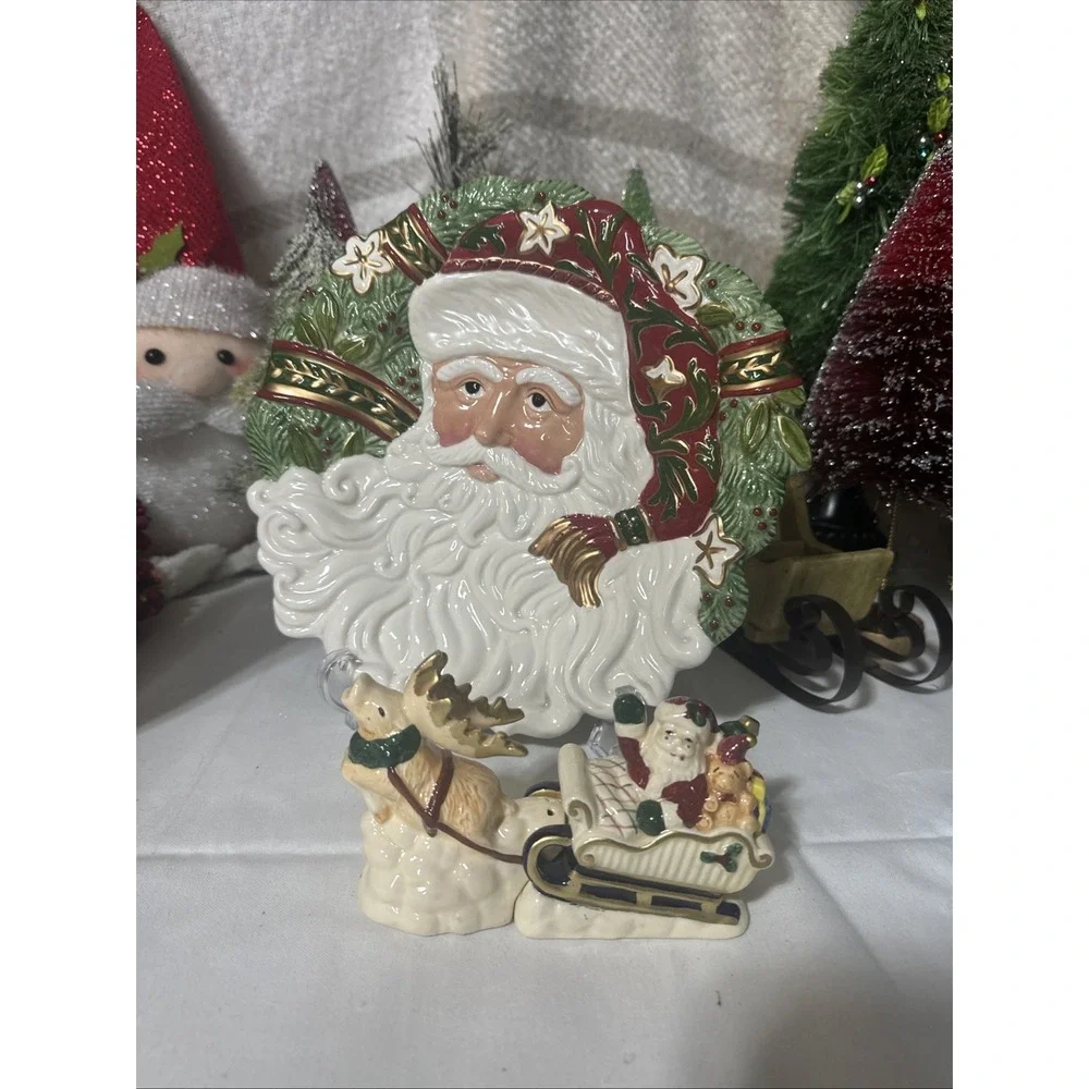 Fitz & Floyd Classics Christmas Tidings Santa Canape Plate 10